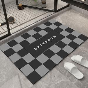 Tapis de bain en terre de diatomées, motif damier, rectangulaire, antidérapant, séchage rapide, pour salle de bain, toilettes, entrée, usage domestique - Product Image 4