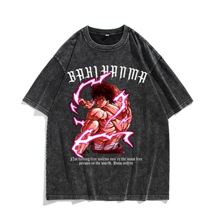 Anime Fan Top Casual Camiseta de manga corta con Blade <span class=keywords><strong>Baki</strong></span> <span class=keywords><strong>Hanma</strong></span> Washed Old High Street Style - Product Image 6