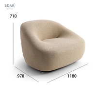 Fauteuil d'appoint en tissu incurvé biologique moderne EKAR, siège de salon sculptural de luxe pour la maison, le bureau et le salon