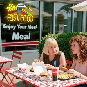 Enseigne néon LED dimmable pour restauration rapide, hamburger et frites, pour décor de restaurant, bar, cuisine, food truck et boutique de burgers - Product Image 5