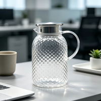 Grande carafe en verre texturé marteau avec couvercle filtrant, en verre borosilicate haute résistance, moderne, pour fêtes et maison, thé glacé et café infusé à froid