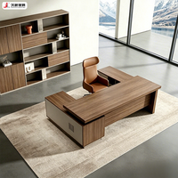Table de bureau de direction de luxe JIUSHUN, mobilier commercial moderne, bureau en forme de L pour PDG