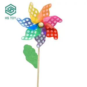 HS 43CM厘米花园装饰廉价花风车儿童玩具木棒风车塑料待售