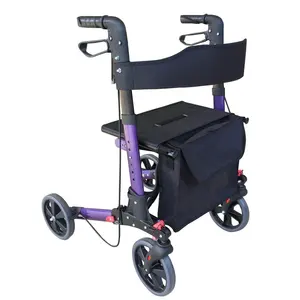 Elderly Rollator Factory Elderly Home Care Aluminum Folding Rollator Walker With Seat Walking Aid For Elderly And Disabled