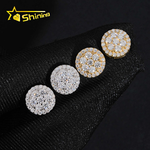 Envío Rápido desde EE. UU., Diseño de Racimo, Plata de Ley S925, Pendientes de <span class=keywords><strong>Tornillo</strong></span> con Diamantes de Imitación Moissanite VVS - Product Image 6