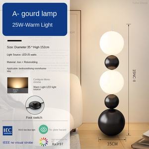 Lámpara de Pie LED E27 de Estilo Moderno para Decoración del Hogar, Sala de Estar o Dormitorio, Diseño Creativo de Calabaza, Altura Ajustable, Impermeable - Product Image 3