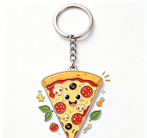 Pizza Slice Metal Key Chain Enamel <b>Keyring</b> Cartoon Food Bag <b>Charm</b> Gift Souvenir - Product Image 3