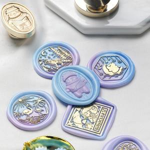 Ensemble de tampons à cire Suidis avec têtes en cuivre, motif en relief multicouche pour la décoration, le scellage de journaux et de papiers - Product Image 2