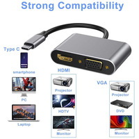 Adaptador Hub 4 en 1 Tipo-C a /VGA/PD/USB-C Todo en Uno HD