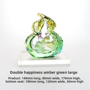 Handgemaakte Dubbele Geluk Glas Ornament Ekster Kalebas Graveren Voor Thuis Woonkamer Tv Kast Voor Kerst Decor - Product Image 5