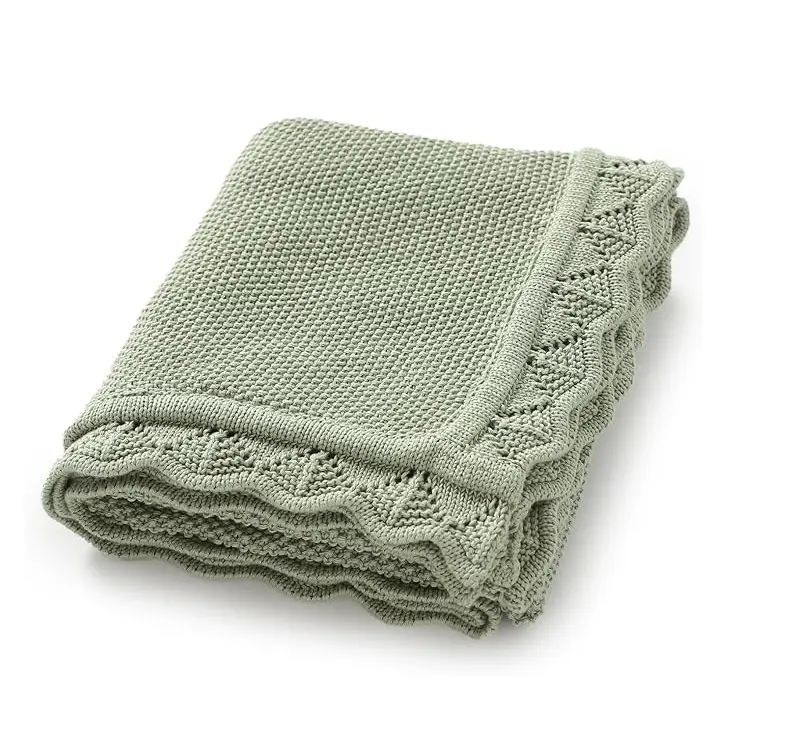 Высококачественное вязаное одеяло из мягкого 100 хлопка, Вязаное детское одеяло