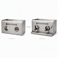Boîtier métallique personnalisé pour machine à expresso, finition satinée pour boîtier à deux groupes, logo et couleur personnalisés, pièces semi-automatiques OEM ODM