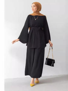 X729 manica lunga elegante Set giornaliero per donne arabe mediorientali modesto Abaya in viscosa traspirante e taglia uno per Eid - Product Image 5