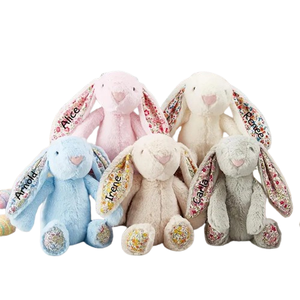 Tùy chỉnh Kawaii Fluffy Easter <span class=keywords><strong>Rabbit</strong></span> Monogram hoa Bunny đồ chơi sang trọng tai dài Bunny Búp bê thú nhồi bông đồ chơi trẻ em cho quà tặng - Product Image 1
