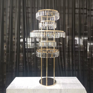 <span class=keywords><strong>Vasi</strong></span> di fiori alti di livello 3/5 in metallo cristallo d'oro basamento di fiori matrimonio centrotavola decorazioni - Product Image 2