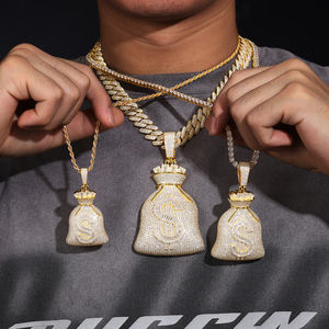 Collar de Plata de Ley 925 con Colgante de Dólar Estadounidense con Incrustaciones de Diamantes Simulados, Estilo Hip Hop, para Hombre - Product Image 6