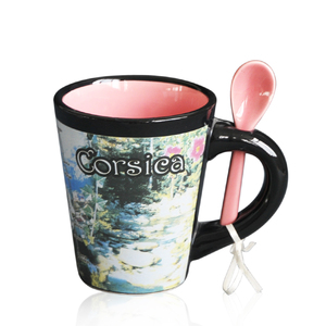 แก้วเซรามิกเป็นมิตรกับสิ่งแวดล้อมทันสมัยพร้อมช้อนถ้วยกาแฟลายพอร์ซเลนพิมพ์ลายปรับแต่งได้ของขวัญกระดาษลอกลาย - Product Image 2