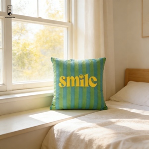 <span class=keywords><strong>Housse</strong></span> <span class=keywords><strong>de</strong></span> coussin brodée avec un motif <span class=keywords><strong>de</strong></span> sourire - <span class=keywords><strong>Housse</strong></span> <span class=keywords><strong>de</strong></span> coussin rayée avec un visage heureux - <span class=keywords><strong>Housse</strong></span> <span class=keywords><strong>de</strong></span> coussin douce vert turquoise pour <span class=keywords><strong>canapé</strong></span> - Product Image 5