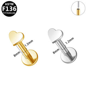 Anneau de labret en titane Gaby 16G G23 ASTM F136 en forme de cœur, de lune et d'étoile, anneau de lèvre, piercing, bijoux de corps en titane - Product Image 6