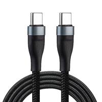 Kabel Data Pengisian Cepat 60W Tipe-C, Aluminium Alloy, Nylon Braided, Double C-Type PD27W 1m Hitam, Konduktor Tembaga Murni untuk Mobil dan Earphone