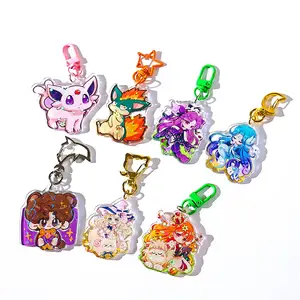 Biểu tượng tùy chỉnh in Acrylic Keychain làm cho riêng rõ ràng quyến rũ Epoxy Holographic nhựa acrylic Keychain