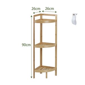 3-Tier <b>Corner</b> Shower Caddy <b>Stand</b> Wood Shower Organizer Standing Durable <b>Corner</b> Shelf Space-Saving Design Storage for Living Room - Product Image 5