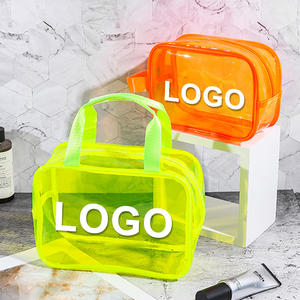 Cremallera de lavado de viaje de capacidad media de alta calidad transparente de PVC transparente personalizado para conjunto de bolsas de belleza bolsas de cosméticos estuches - Product Image 3