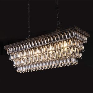 Lámpara de Techo Rectangular de Cristal con Acabado Dorado, LED E26, 3500K, Luz Blanca Cálida, para Sala de Estar, Altura Ajustable, Ra90, CRI 25000H - Product Image 1