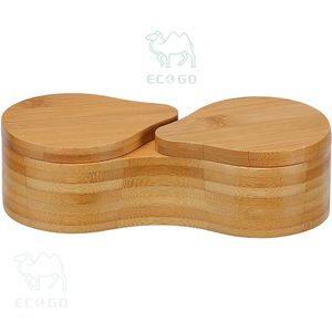 Boîte à épices 7*2 pouces Boîte à sel en bambou Boîte à épices à double assaisonnement pour la cuisine - Product Image 5