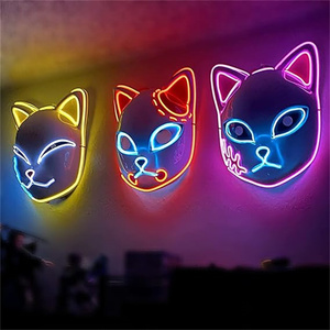 Devil Killer Mask LED Japanese Fox Mask Anime Blade Luminous Mask Halloween <strong>Costume</strong> Cosplay Makeup Ball Prop - Product Image 2