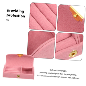 High-end Delicate Curved Velvet Portable Travel Small <b>Storage</b> Box <b>Ring</b> Necklace Stud Earrings Jewelry Packaging Box - Product Image 2