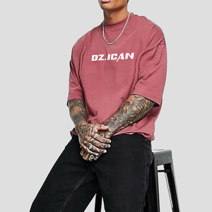 T-shirt de luxe en coton pour homme, style streetwear, uni, coupe oversize et carrée, grammage lourd, vierge, vente en gros, fabricant - Product Image 2