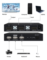 Commutateur KVM USB 2x1 avec interface HDMI 4K 30Hz 2 entrées 1 sortie