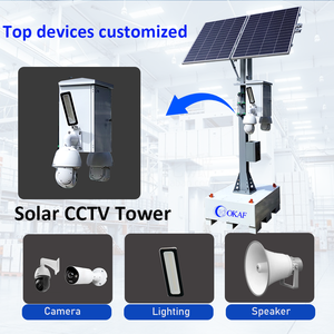 Tour de surveillance CCTV solaire autonome OkTower avec mât télescopique à manivelle de 4 m, support 4G Starlink, vidéo à distance - Product Image 2