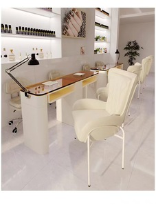 Juego de Mesa y Silla para Manicura Estilo Crema LE, Mesa de Vidrio para Arte de Uñas con Enchufe Integrado para Aspiradora, Mesa para Uñas - Product Image 4