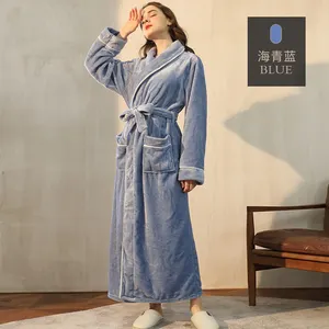 Kadın banyo elbiseler v yaka bayanlar pijama yumuşak özel Logo lüks banyo elbiseler SPA Robe otel bornoz kadın gece elbisesi