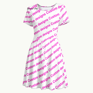 Women Retro Music Cassette Tape Print Dress Vintage A-Line <strong>Skirt</strong> with Dual Side Pockets Short Sleeve Pop Art Casual Vestidos - Product Image 3