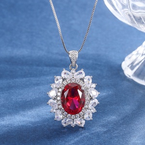 High End 12*16mm Red Zircon Retro Style Pendant <b>Earrings</b> Ring Matching <b>Set</b> Eco-friendly Copper Fancy Jewelry <b>Set</b> - Product Image 5