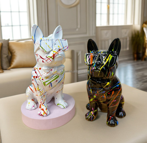 Ornements de bouledogue en résine de transfert d'eau réalistes artificiels faits à la main de bonne qualité pour la Statue de décoration de bureau d'hôtel de maison d'intérieur - Product Image 5