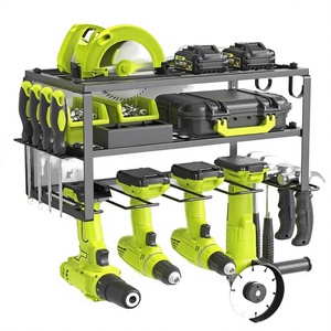 Étagère murale de rangement pour outils électriques, organisateur à double niveau, support de perceuse pour garage, pour outils à main - Product Image 3