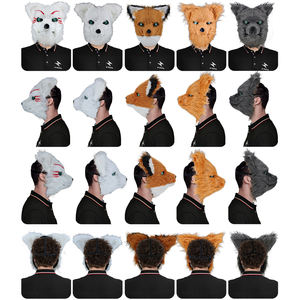 قناع شعر مستعار مستعار من Halloween على شكل ذئب ماء لاصق مع فم متحرك وقناع رأس ذئب قناع وجه كامل على شكل حيوان لطيف ومضحك - Product Image 4
