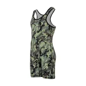 Wholesale green camo backless sexy wrestling singlets women manufacturers