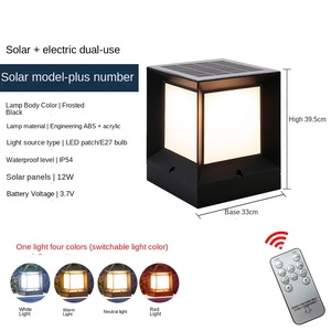 Faro de columna solar LED IP65, luz de pared impermeable para exteriores, lámpara de Pilar alimentada por CA y CC para decoración de patio, paisaje y jardín - Product Image 6