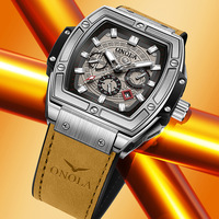 ON6813 ONOLA Montre mécanique multifonctionnelle pour homme, de forme tonneau, tendance et best-seller transfrontalier