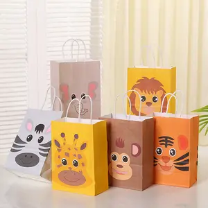 도매 중국 독특한 디자인 어린이 사파리 동물 정글 테마 키즈 디노 파티 크래프트 종이 가방