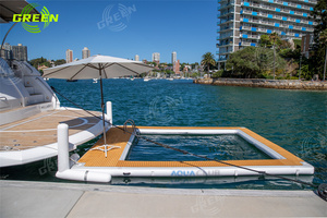 GREEN Inflatable Water Floating Fishing Dock Inflatable Sofa Platform Swimming Pool <strong>Pontoon</strong> With Net - Product Image 5