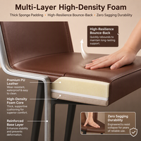 Fauteuil d'appoint avec dossier et assise rembourrés en une seule pièce, pieds en métal fins, finition marron, design moderne minimaliste