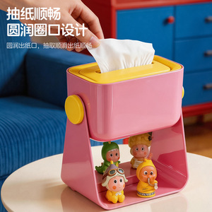 Pink And Blue Tissue Box With Storage Shelf For Home Living Room Use - Product Image 1