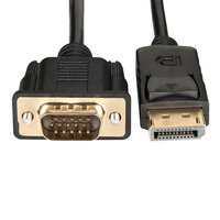 Câble DisplayPort vers VGA actif Mindpure 1,8 m, 1080p, plaqué or, DP mâle vers VGA mâle, pour ordinateur portable, ordinateur de bureau, moniteur, projecteur