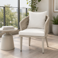Chaises de jardin modernes en aluminium, mobilier d'extérieur, ensemble table basse de patio, style bistrot français, en aluminium et corde, pour restaurant
